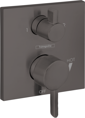 Hansgrohe Ecostat Pressure Balance Trim Square with Diverter in Brushed Black Chrome