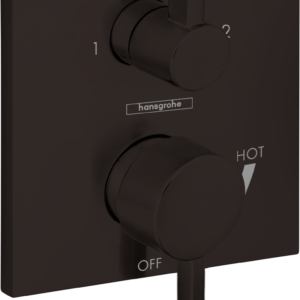 Hansgrohe Ecostat Pressure Balance Trim Square with Diverter in Matte Black