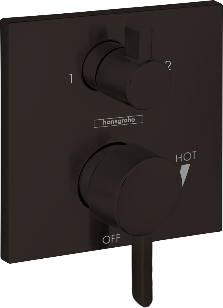 Hansgrohe Ecostat Pressure Balance Trim Square with Diverter in Matte Black