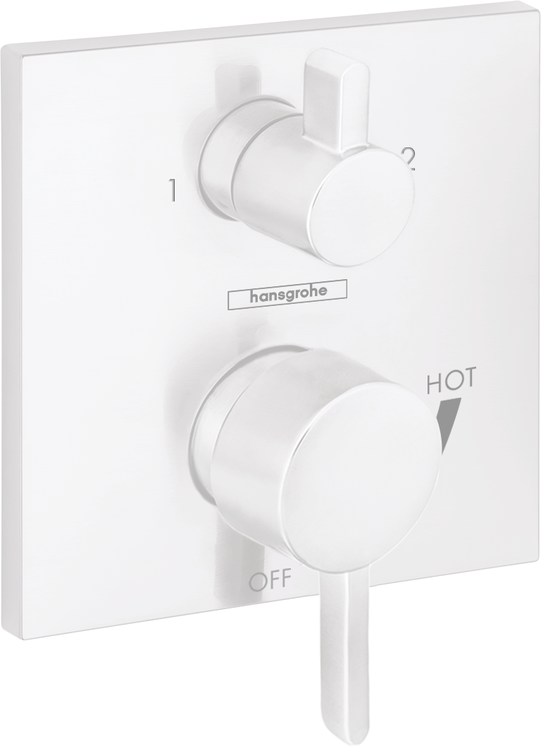 Hansgrohe Ecostat Pressure Balance Trim Square with Diverter in Matte White