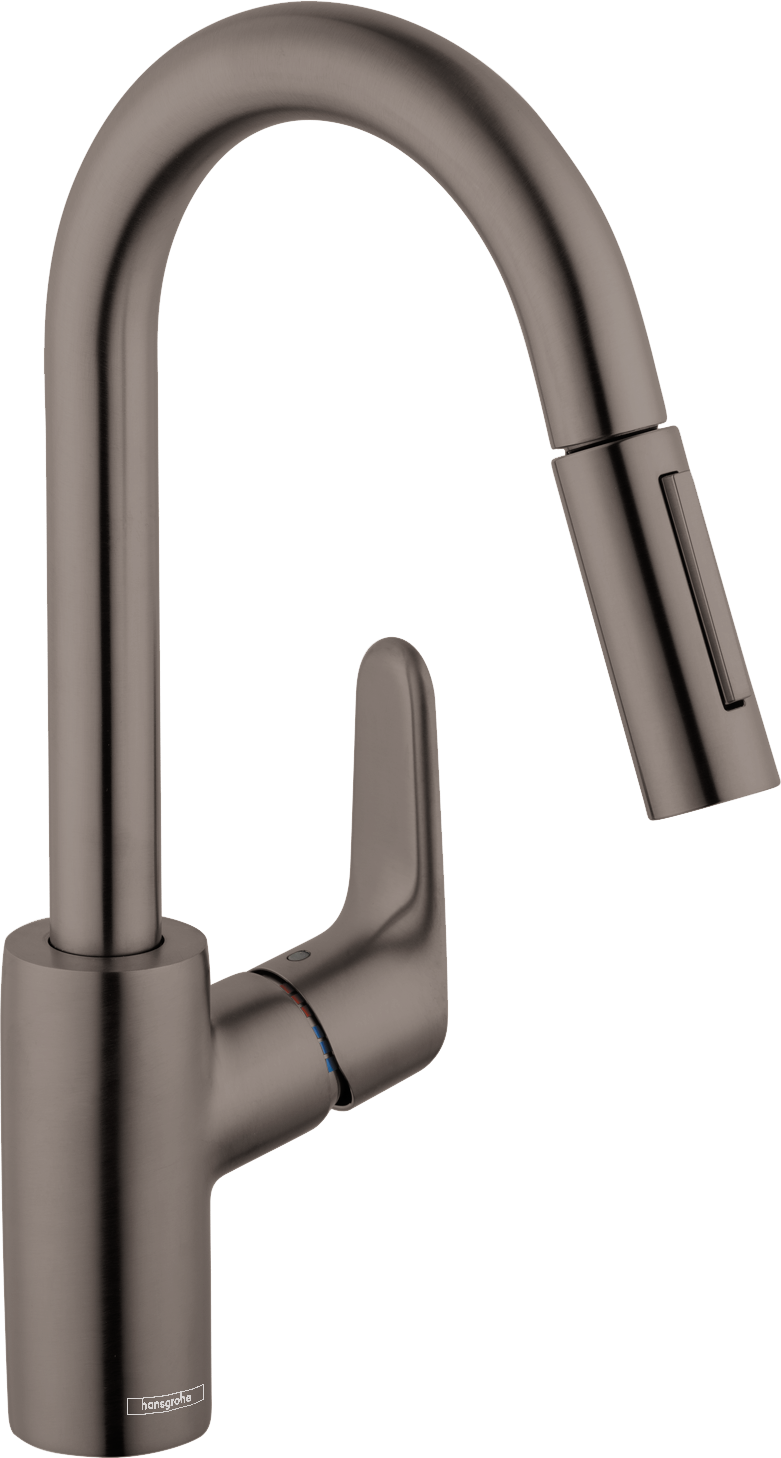 Hansgrohe Focus Prep Kitchen Faucet, 2-Spray Pull-Down, 1.75 GPM in Brushed Black Chrome