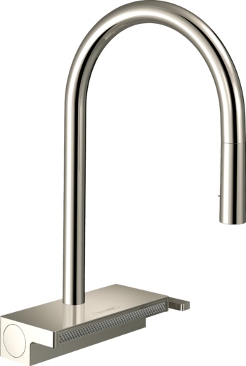Hansgrohe Aquno Select HighArc Kitchen Faucet, 3-Spray Pull-Down, 1.75 GPM in Polished Nickel