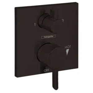 Hansgrohe Ecostat Pressure Balance Trim Square with Diverter in Matte Black