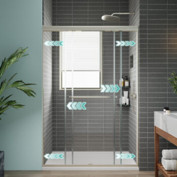 Glide 44-48" W x 70" H Sliding Shower Door in Brushed Nickel - Image 6