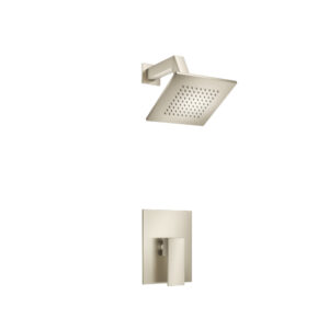 Flusso Single Output Shower Set With Brass Shower Head & Arm In Brushed Nickel