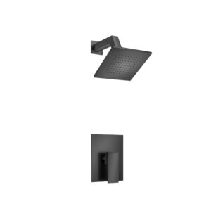 Flusso Single Output Shower Set With Brass Shower Head & Arm In Matte Black
