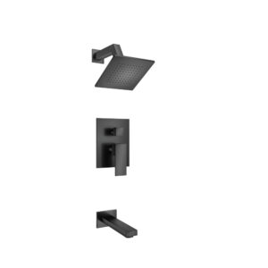 Flusso Two Output Shower Set With Shower Head And Tub Spout In Matte Black
