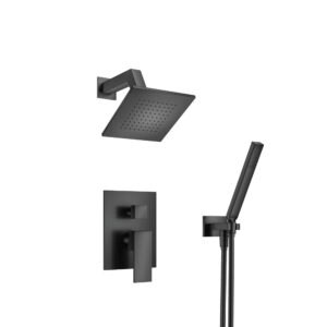 Flusso Two Output Shower Set With Shower Head And Hand Held In Matte Black