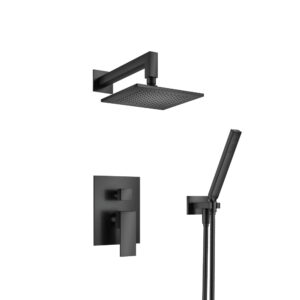 Flusso Two Output Shower Set With Shower Head And Hand Held In Matte Black