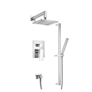 Flusso Two Output Shower Set With Shower Head, Hand Held And Slide Bar In Chrome