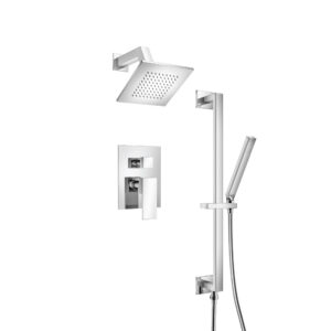 Flusso Two Output Shower Set With Shower Head, Hand Held And Slide Bar In Chrome