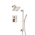 Flusso Two Output Shower Set With Shower Head, Hand Held And Slide Bar In Polished Nickel