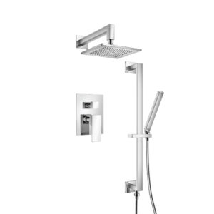 Flusso Two Output Shower Set With Shower Head, Hand Held And Slide Bar In Chrome