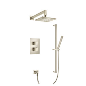 Isenberg Two Output Shower Set With Shower Head, Hand Held And Slide Bar In Brushed Nickel