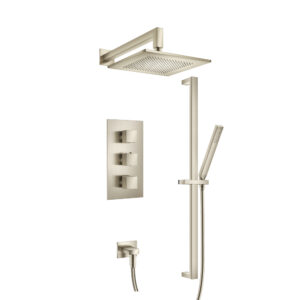 Isenberg Two Output Shower Set With Shower Head, Hand Held And Slide Bar In Brushed Nickel