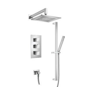 Flusso Two Output Shower Set With Shower Head, Hand Held And Slide Bar In Chrome
