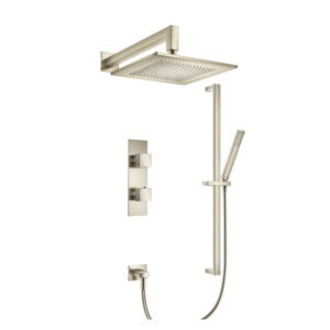 Isenberg Two Output Shower Set With Shower Head, Hand Held And Slide Bar In Brushed Nickel