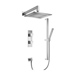 Flusso Two Output Shower Set With Shower Head, Hand Held And Slide Bar In Chrome