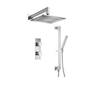 Flusso Two Output Shower Set With Shower Head, Hand Held And Slide Bar In Chrome