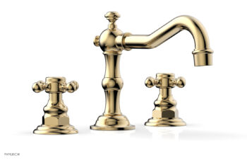 Phylrich HENRI Widespread Faucet - Cross Handles 161-01 - Satin Brass