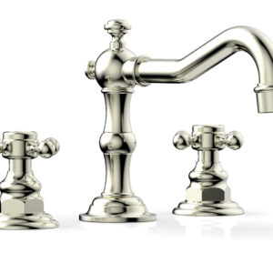 Phylrich HENRI Widespread Faucet – Cross Handles 161-01 – Satin Nickel