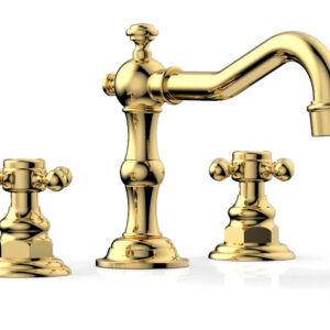 Phylrich HENRI Widespread Faucet – Cross Handles 161-01 – Polished Gold