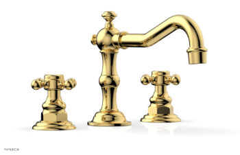 Phylrich HENRI Widespread Faucet - Cross Handles 161-01 - Polished Gold