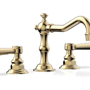 Phylrich HENRI Widespread Faucet – Lever Handles 161-02 – Satin Brass