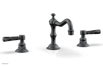 Phylrich HENRI Widespread Faucet - Black Marble Lever Handles 161-03 - Gun Metal