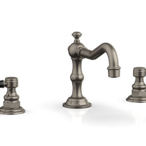 Phylrich HENRI Widespread Faucet – Black Marble Lever Handles 161-03 – Pewter
