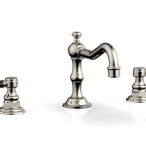 Phylrich HENRI Widespread Faucet – Black Marble Lever Handles 161-03 – Polished Nickel