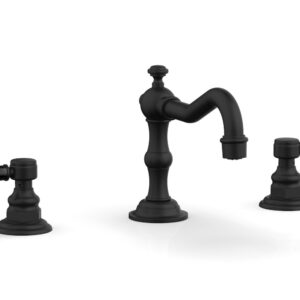 Phylrich HENRI Widespread Faucet – Black Marble Lever Handles 161-03 – Matte Black