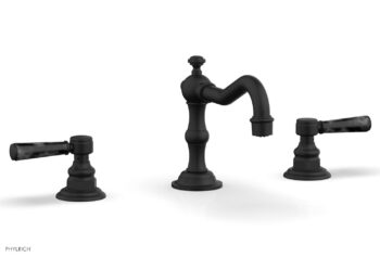 Phylrich HENRI Widespread Faucet - Black Marble Lever Handles 161-03 - Matte Black