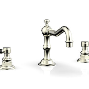 Phylrich HENRI Widespread Faucet – Black Marble Lever Handles 161-03 – Satin Nickel