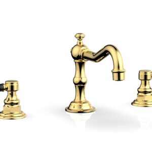 Phylrich HENRI Widespread Faucet – Black Marble Lever Handles 161-03 – Polished Gold