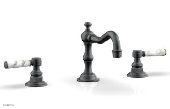 Phylrich HENRI Widespread Faucet - White Marble Lever Handles 161-03 - Gun Metal