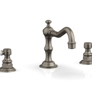 Phylrich HENRI Widespread Faucet – White Marble Lever Handles 161-03 – Pewter
