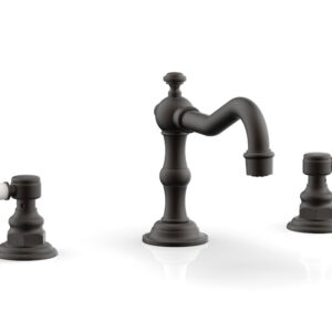 Phylrich HENRI Widespread Faucet – White Marble Lever Handles 161-03 – Oil Rubbed Bronze