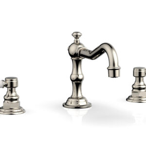 Phylrich HENRI Widespread Faucet – White Marble Lever Handles 161-03 – Polished Nickel