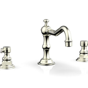 Phylrich HENRI Widespread Faucet – White Marble Lever Handles 161-03 – Satin Nickel