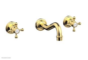 Phylrich HENRI Wall Lavatory Set With Cross Handles 161-11 - Polished Gold