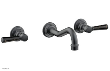 Phylrich HENRI Wall Lavatory Set - Black Marble Lever Handles 161-13 - Gun Metal