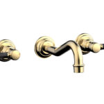 Phylrich HENRI Wall Lavatory Set - Black Marble Lever Handles 161-13 - Satin Brass