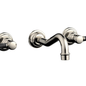 Phylrich HENRI Wall Lavatory Set – Black Marble Lever Handles 161-13 – Polished Nickel