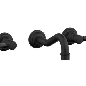 Phylrich HENRI Wall Lavatory Set – Black Marble Lever Handles 161-13 – Matte Black