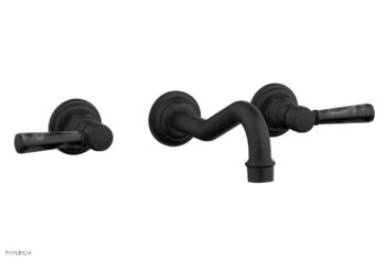 Phylrich HENRI Wall Lavatory Set - Black Marble Lever Handles 161-13 - Matte Black