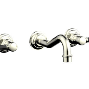 Phylrich HENRI Wall Lavatory Set – Black Marble Lever Handles 161-13 – Satin Nickel