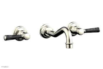 Phylrich HENRI Wall Lavatory Set - Black Marble Lever Handles 161-13 - Satin Nickel