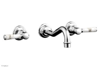 Phylrich HENRI Wall Lavatory Set - White Marble Lever Handles 161-13 - Polished Chrome