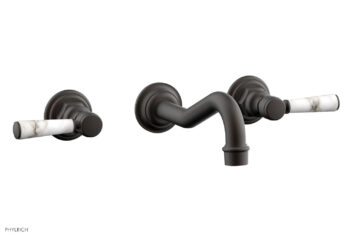 Phylrich HENRI Wall Lavatory Set - White Marble Lever Handles 161-13 - Oil Rubbed Bronze